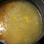 Add chicken broth and powdered or paste chicken base and heat to boiling.